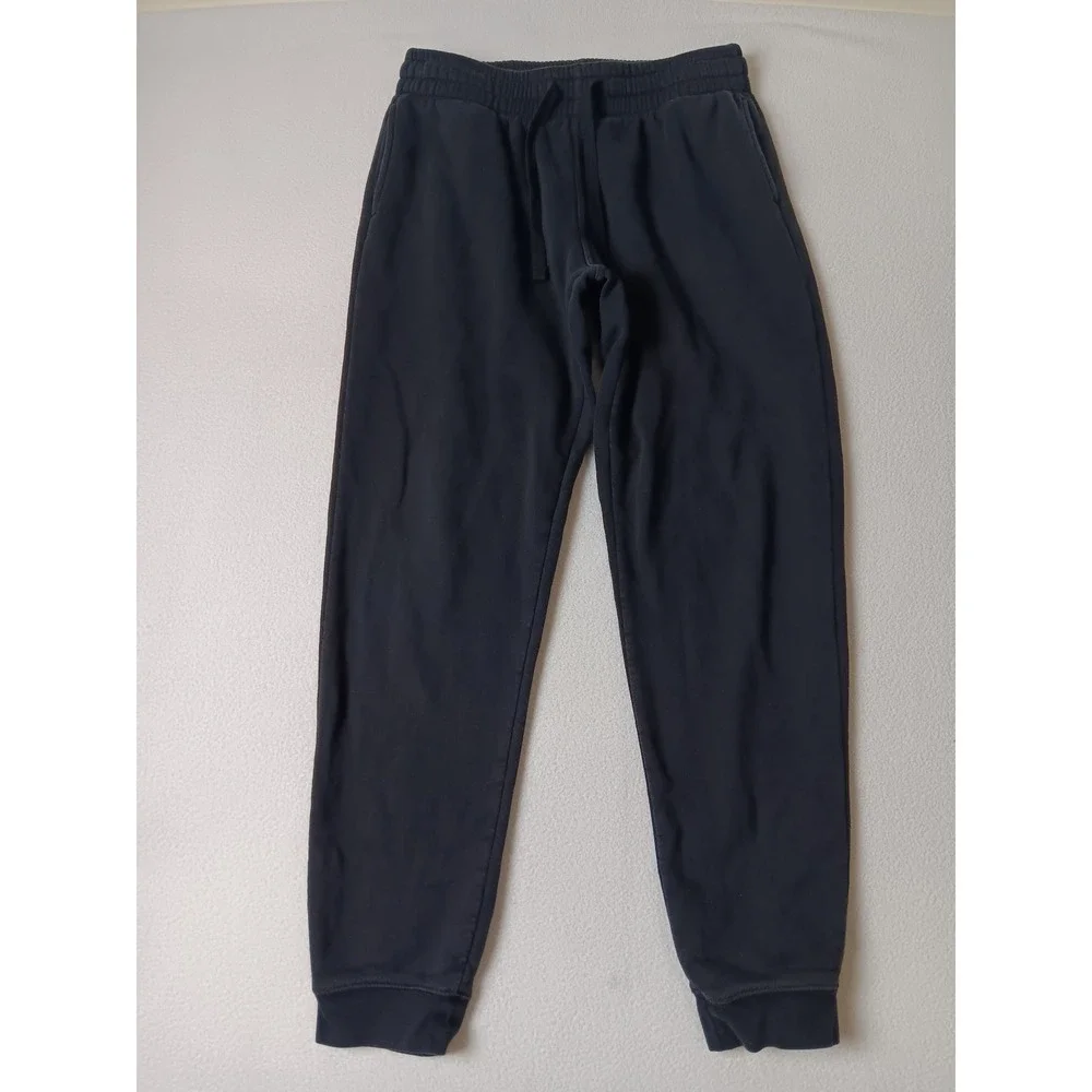 HM Regular Fit Mens Sweatpants Black Cotton Blend Fleece Joggers Size S